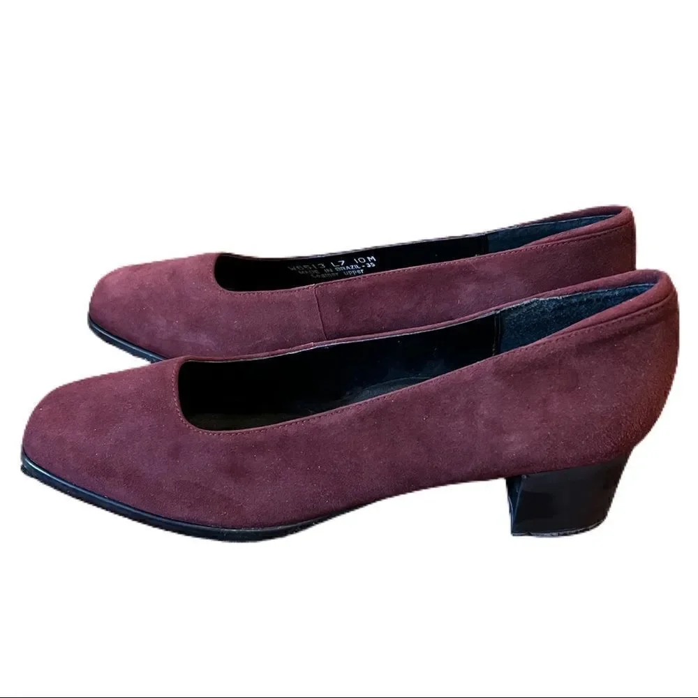 Rockport Heels, Suede, Wine Colored, Block Heel. Size 10M. Great Used Cond!!